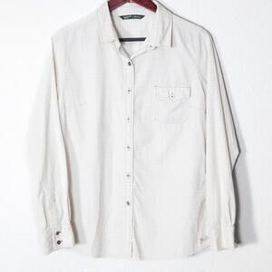 Woolrich Button Down Shirt Cotton Check British Tan Size L Coastal Grandma